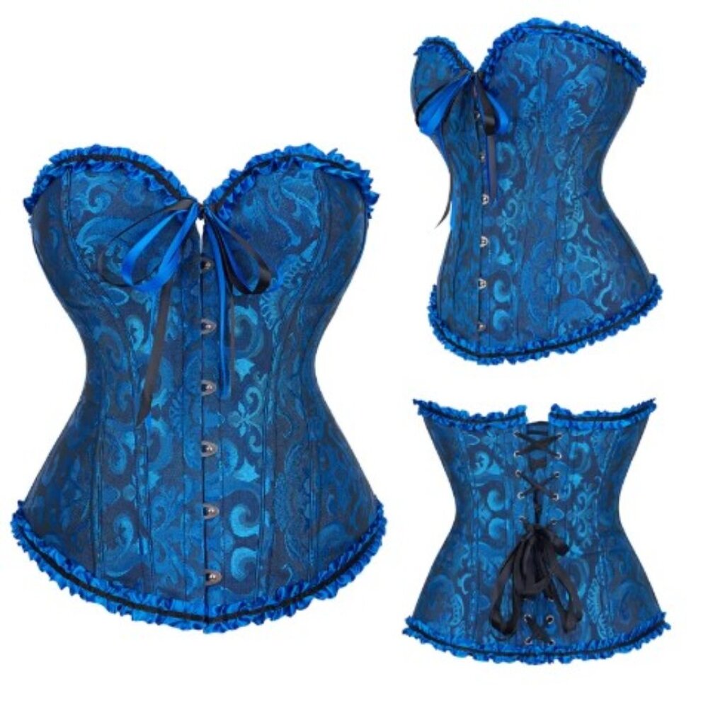 Blue corset bow sweetheart renaissance style size small-6xl